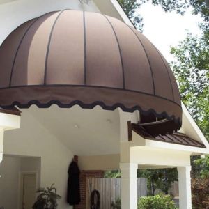 brown awning with scalloped edges