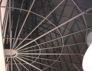 circular black awning with wireframe