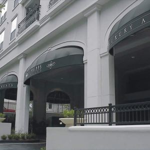 fancy awning with gold lettering