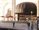 large black awning in city