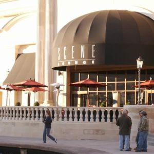 large black awning in city