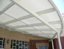large white entrance covering with sunlight
